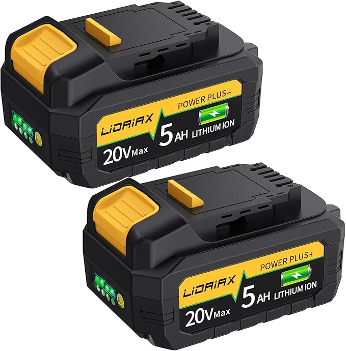 100% True Capacity Replacement for Dewalt 20V Max Battery, Automotive Power Cell for Dewalt 20v Battery, V0 Highest Grade Fireproof Case, Longer Runtime - 5.0AH, 2 Pack