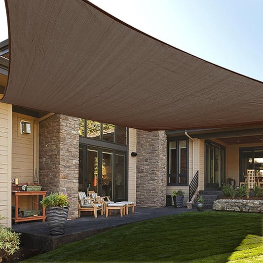 LOVE STORY Custom Size 9'x10' Brown Sun Shade Sail Rectangle UV Block Canopy Patio Sail Sunshades Fabric for Outdoor Garden Carport (We Make Custom Size)