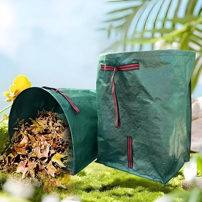 72 Gallon Garden Bag for Debris, 2-Pack Yard Waste Bag with Large Dustpan-Style Opening, Includes Gardening Gloves | Collapsible Container for Leaves, Grass Clippings, Parties, Laundry & Camping