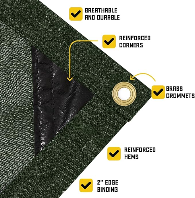 Core Tarps 60% Green Shade Cloth with Grommets - 30 X 40 FT Heavy Duty Mesh Tarp - Sun Shade Cloth for Garden Vegetables Plants Greenhouse Outdoors Backyard Fences Dump Trucks Patio Mesh Shade Tarp