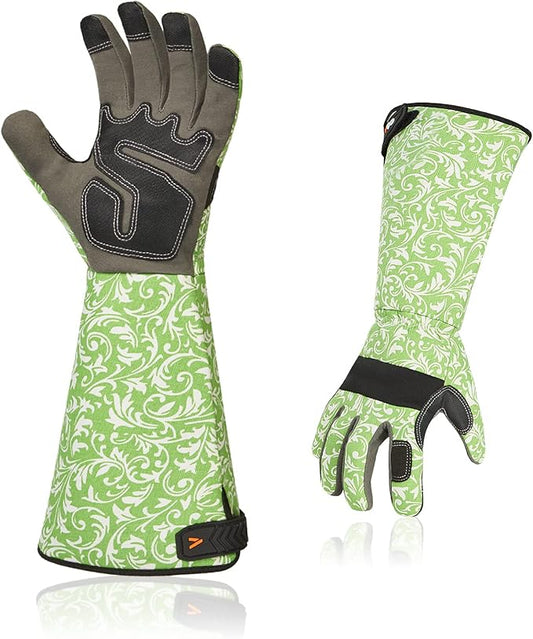 Vgo... 1 Pair Gardening Gloves Ladies,Safety Work Gloves,Long Sleeves Gauntlet,Puncture Proof,Touchscreen(Size M,Green,AL6608-FM)