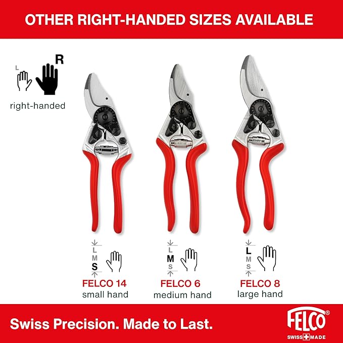 Felco F-13 Pruning Shears – 10.6" Garden Clippers with Dual-Hand Use & 30mm Cut | Hand Pruners for Gardening | Garden Tool Cutter with Bypass & Anvil Blades, Forged Aluminum Handle, Large Hand Fit