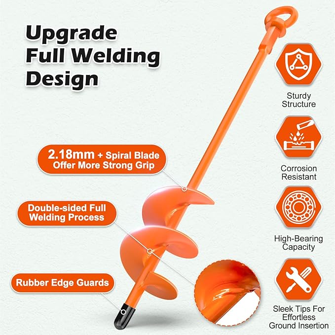 30" Ground Anchors Shed Anchors Kit with 3/16" 75FT Galvanized Cable & M6 304 Stainless Steel Turnbuckles, Heavy Duty Earth Anchors for Sheds Trees Trampoline Greenhouse Swing Set Tent, 4Pack Orange