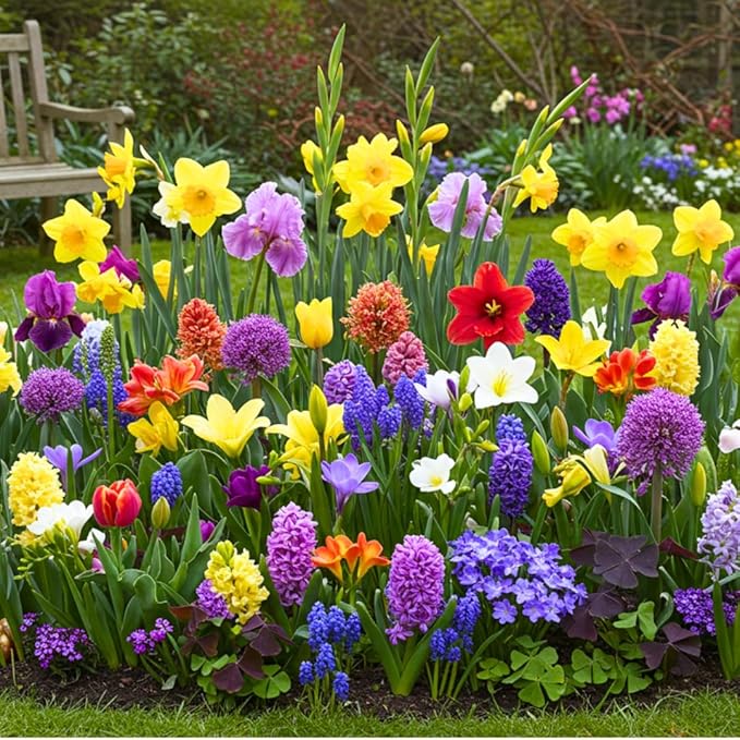Complete Spring Flower Garden | 50 Fresh Bulbs | Bloom All Spring and Summer, Easy to Grow Flower Bulb, Indoor/Outdoor