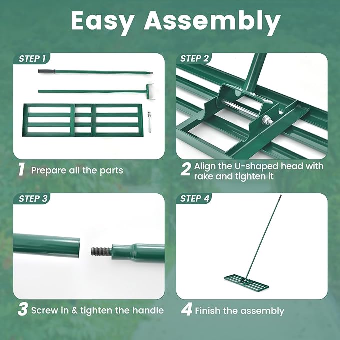 Goplus Lawn Leveling Rake, 36" x 10" Heavy Duty Level Lawn Tool w/ Ergonomic Handle for Soil, Effort-Saving Landscape Rake for Garden, Backyard, Golf Course, Farm, Pasture