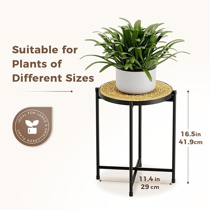 Bamworld Plant Stand Indoor Rattan Plant Table for Large Plants Tall Plant Holder Small Boho Pot Stand for Living Room Bedroom Balcony