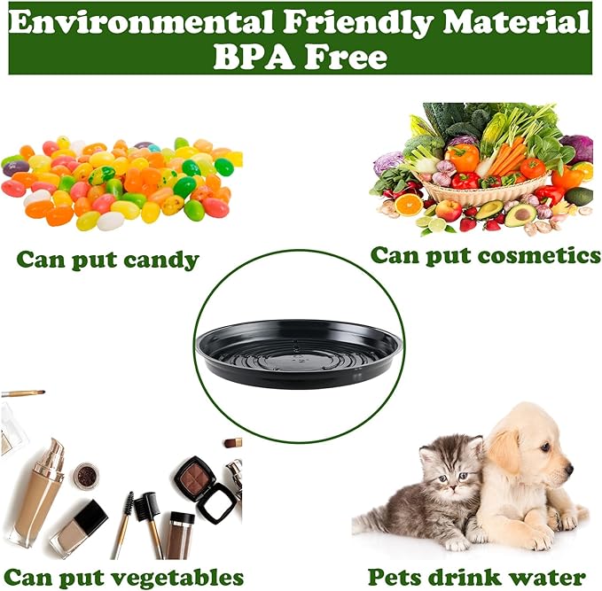30 Packs 6 Inches Small Plant Saucers for Indoor Outdoor Use Heavy Duty Plastic Plant Plate Dish for Planter Bulk Round Flower Pot Drip Trays to Catch Water 4 to 20 Inch, Black