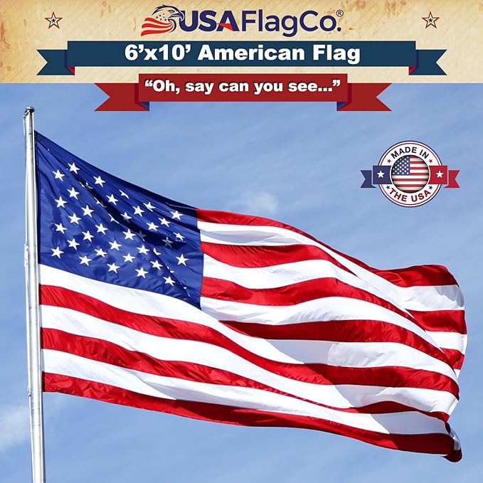 American Flags for Outdoors | USA Flag Co. Made in USA: The Best 6x10 Embroidered Stars and Sewn Stripes, United States Flag 6 x 10 ft