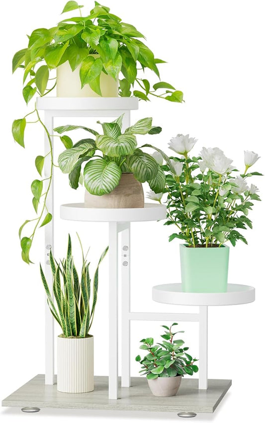 iDavosic.ly 3 Tier Plant Stand Indoor, Tiered Corner Flower Holder Shelf Outdoor, Metal Tall Orchid Display Rack for Patio Porch Garden Balcony Office Living Room, Space Saving, White