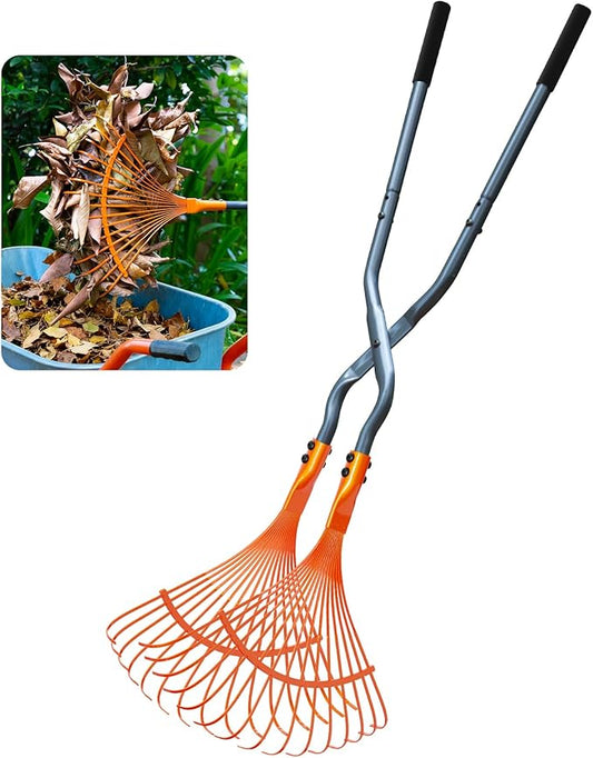 Leaf Grabbers for Yard Work, Leaf Picker Upper Grabber with Long Steel Handle & Wide Steel Claw, Cushioned Grip, Leaf Pickup Tools for Leaves, Lawn Clippings, Twigs Yard Waste