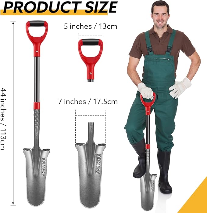Drain Spade, Digging Garden Shovel with Fiberglass Handle for Digging,Gardening,Trenching,Transplanting,44 inches