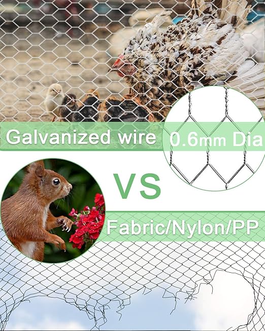 Garden Poultry Chicken Wire Netting - 57 '' × 50 ' Garden Fence Animal Barrier, Chicken Wire for Crafts, 1 inch Mesh Poultry Netting Fence, Pet/Rabbit/Chicken Wire Fencing