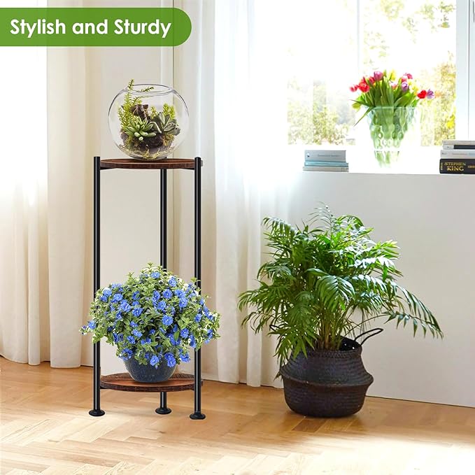 Plant Stand Indoor Outdoor, 30'' Tall Plant Stands for Indoor Plants, Heavy Duty Indoor Plant Shelf, 2 Tier Flower Stand for Living Room, Balcony, Deck
