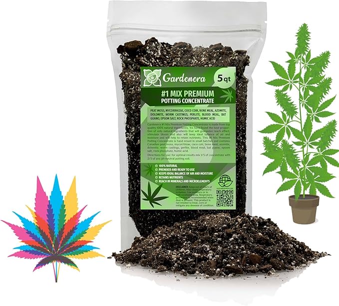 Gardenera Organic Autoflower Plants Potting Soil Mix - Perfect Balance of Nutrients, Drainage, and Aeration for Thriving Autoflower Plants- 5 Quart