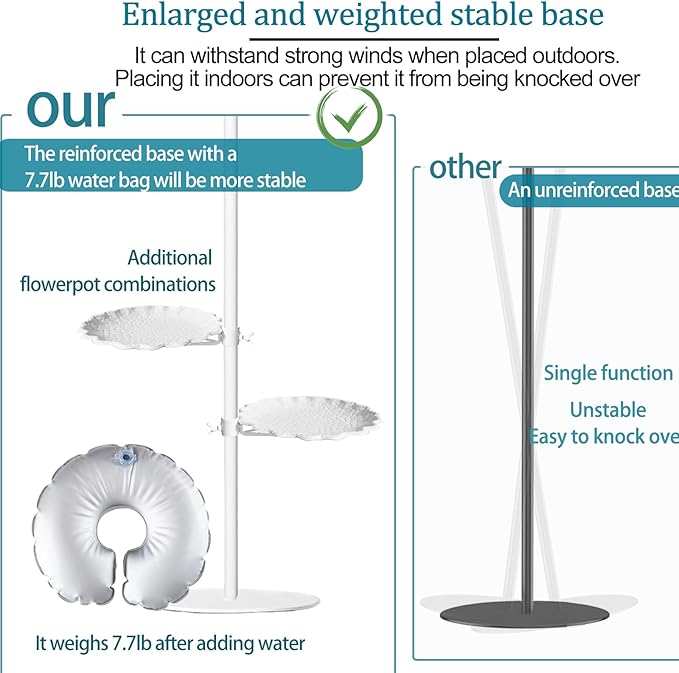 Upgraded 74" Shepherd's Hook for Bird Feeder，Floor Hanging Plant，White Wind Chime Stand, Waterproof Metal & Adjustable-Height Standing Pole Holder for Wreath, Indoor & Outdoor（2 Placement Racks)