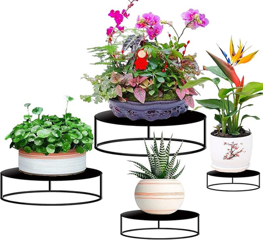 Metal Plant Stand for Outdoor Indoor Plants-4 Pack Heavy Duty Round Plant Pot Shelf for Planter,Multiple Size Corner Potted Plant Holders for Garden Home