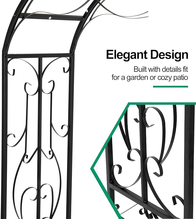 Metal Garden Arch 7.2ft Wide X 3.11 ft High Garden Arbor for for Climbing Plants Roses Vines, Outdoor Garden Lawn Backyard Patio, Garden Wedding Party Decoration