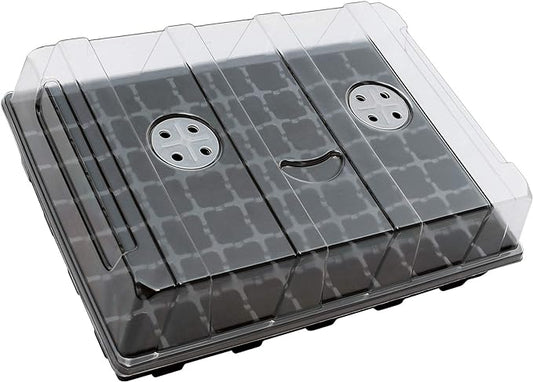 Gardzen Seed Starter Tray, 5 Pack Smiling Face Plant Germination Trays with Total 350-Cell, Seed Starter Kit with Humidity Vented Domes and Bases for Starting Vegetable Flower Herb Seeds 18" x 14"