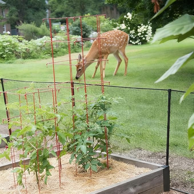 Deer Fence Netting, 5x100 Ft Plastic Mesh Netting for Garden Protection, Temporary Fence Animals Barrier for Bird, Chicken, Reusable Mesh Fencing Roll for Vegetable, Fruit Tree, Shrubs, Black