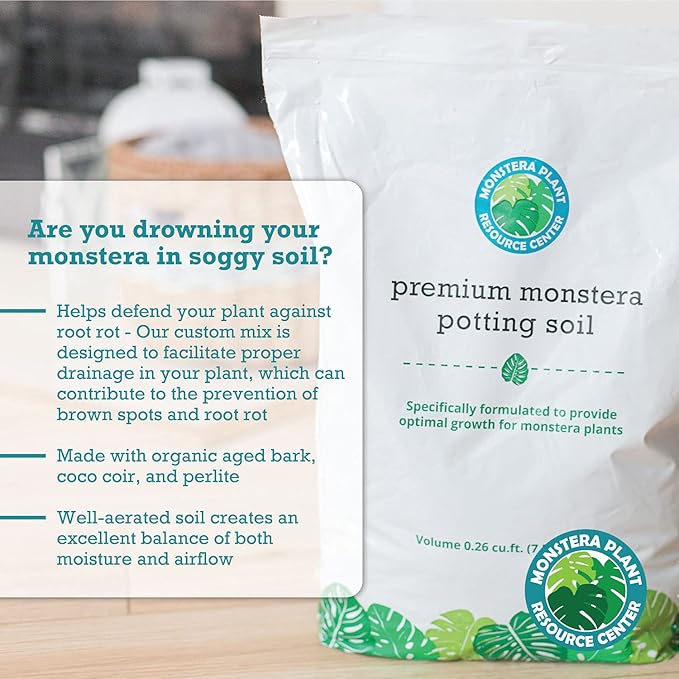 Premium Monstera Potting Soil | Quick Draining, Nutrient Rich Living Aroid Soil for Fast Growth & Healthy Root Aeration | Organic Aged Bark, Coco Coir, Perlite, Worm Castings (Large Bag)