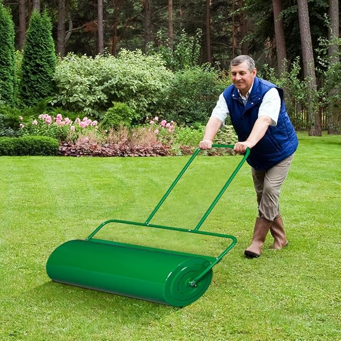 VINGLI Lawn Roller Water Filled Pull Behind 20inch Garden Drum Roller Push/Tow Behind, Water/Sand Filled Roller for Garden, Lawn, Backyard (36 inch, Green)