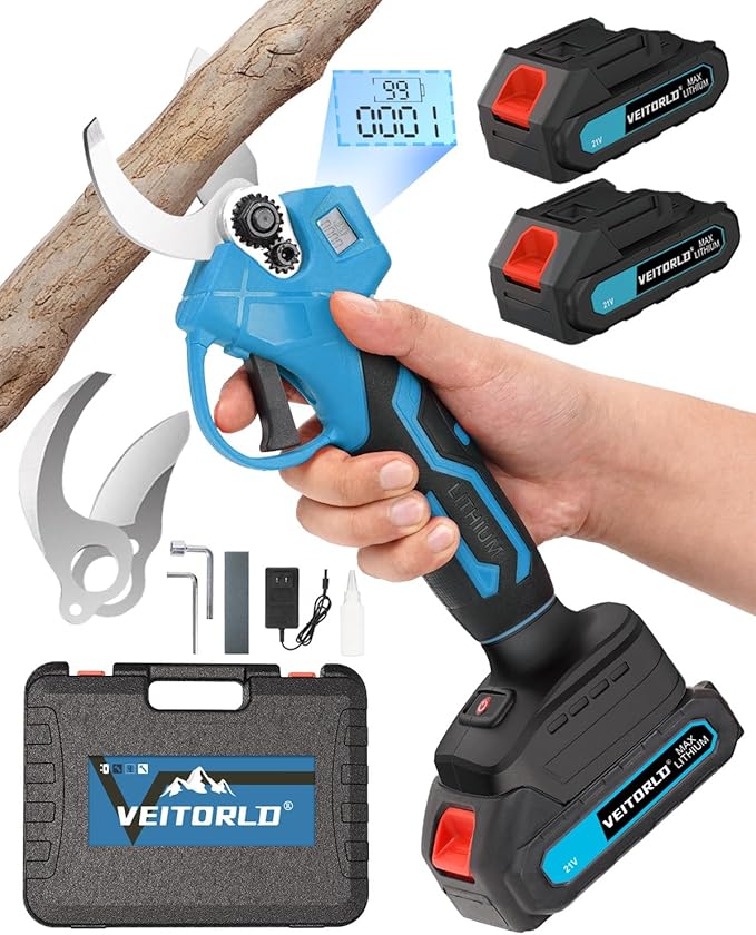 Electric Pruning Shears, 1.2" Cutting Diameter Portable Cordless Pruner with 2 * 2.0Ah Rechargeable Batteries & SK5 Blades, Garden Pruning Tool for Tree Branches, Gifts for Men Dad Him Christmas