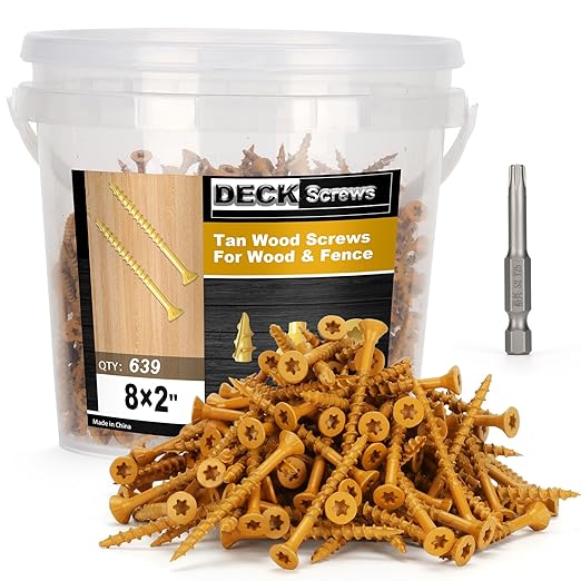 Deck Screws #8 x 2’’, T25 Star Torx Drive Flat Head Wood Screws, Tan, 5lb