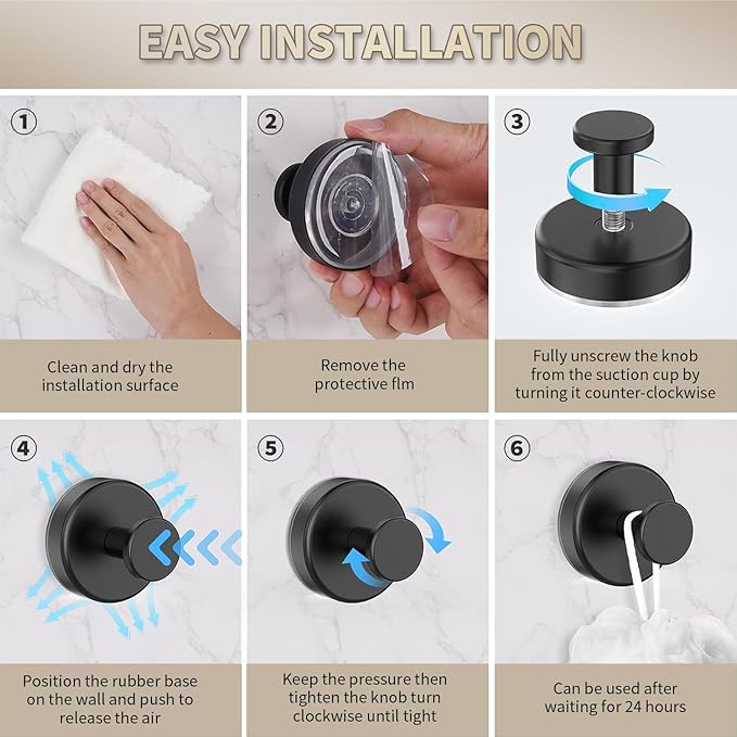 Suction Cup Hooks for Wreaths on Glass. 2026 Upgraded Drill-Free Suction Cup Hooks for Shower, Mirror, Wall, Hanging Towels (Brushed Silver, 2 Pieces)