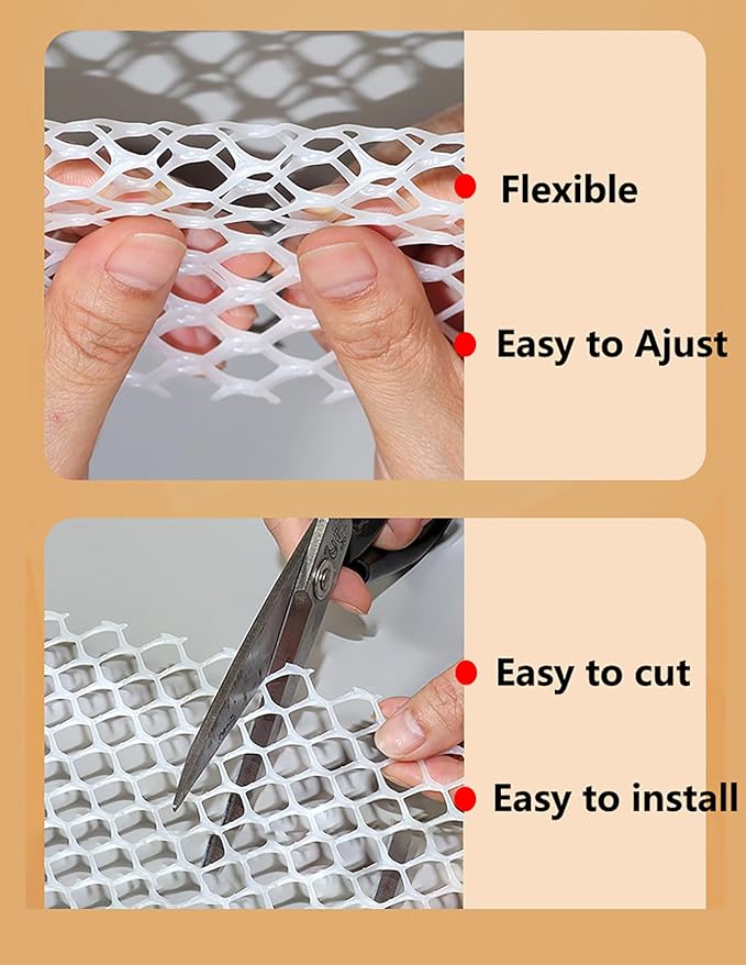 XIFENG Plastic Wire Mesh Fence Roll for Poultry Dogs Rabbit Snake Barrier, Plastic Chicken Fence Wire Fencing Mesh Poultry Netting for Garden Farm(Size:0.47in mesh-65ft L x 3.3ft W Roll,Color:Black)