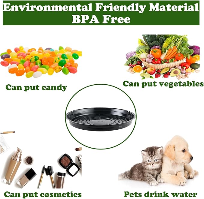 30 Packs 12 Inches Large Plant Saucers for Indoor Outdoor Use Heavy Duty Plastic Plant Plate Dish for Planter Bulk Round Flower Pot Drip Trays to Catch Water 4 to 20 Inch, Black
