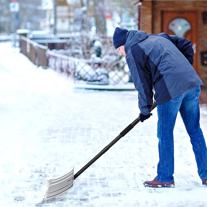 Snow Shovels for Driveway, 68 Inch Long Heavy Duty Aluminum Snow Removal Shovel Pusher for Snow Removal Portable Shovel Detachable for Car Trunk Emergency Camping Home Garage Garden
