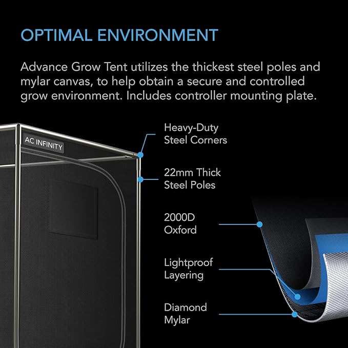 AC Infinity Advance Grow System 2x2, 1-Plant Kit, WiFi-Integrated Grow Tent Kit, Automate Ventilation, Circulation, Schedule Full Spectrum Samsung LM301H LED Grow Light, 2000D Mylar Tent