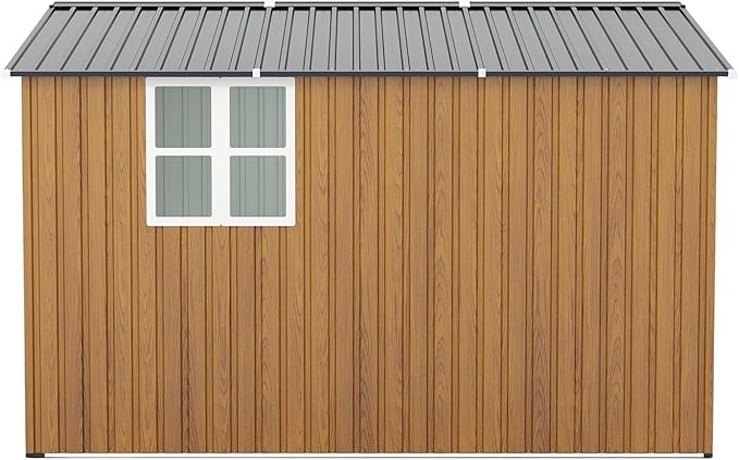 10x12 FT Outdoor Storage Shed,Extra Large Metal Garden Tool Shed with Lockable Doors,Windows & Air Vents,Dual-Zone Design Outside Steel Tiny House for Backyard, Patio Lawn,Yellow