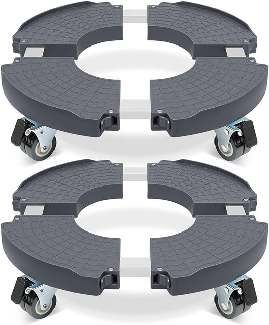 W B D WEIBIDA 2 Pack Round Dolly with Wheels Heavy Duty 440 Lbs Capacity, Rolling Plant Stand Adjustable Roller Base for Large Pots, Barrel, Drum, Cart with Casters