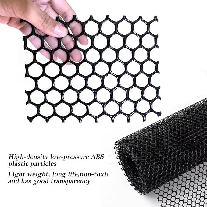 Upgraded Plastic Chicken Wire Fence Mesh(16INx20FT) - Black/Green/White Colors 0.3" Openings,for Garden Net, Poultry Fencing, Chicken Wire Frame,Animal Cage Fence,Floral Netting (Black)