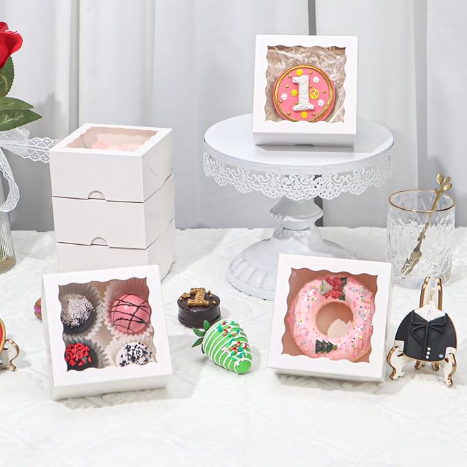 100pcs 3¼"X3¼X1½ Inch Party Favor Boxes (Bakery/Chocolate/Soap)