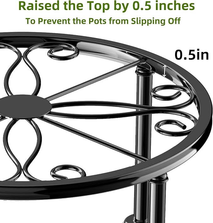 5 Pack Metal Plant Stands, Small Flower Pot Stand for Garden Home, Anti-rust Round Plant holders Display Shelf for Indoor/Outdoor