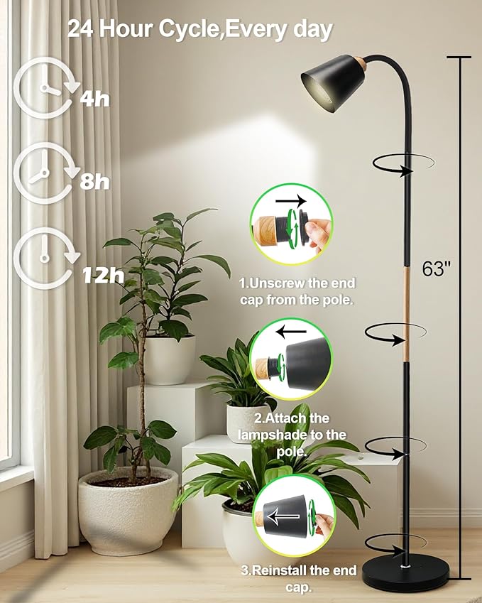 Standing Plant Grow Light, LED Growing Light Full Spectrum for Indoor Plants，4/8/12H Timer, Flow Grow Light for Tall Large Indoor Plants