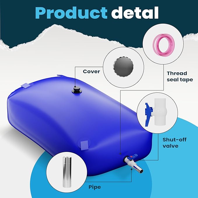 Large Capacity Water Storage Bladder Containers, Bladder Tank for Drought Resistance, Fire Prevention, Emergency Water, Agricultural Irrigation Outdoor (240L/63Gal, Blue)
