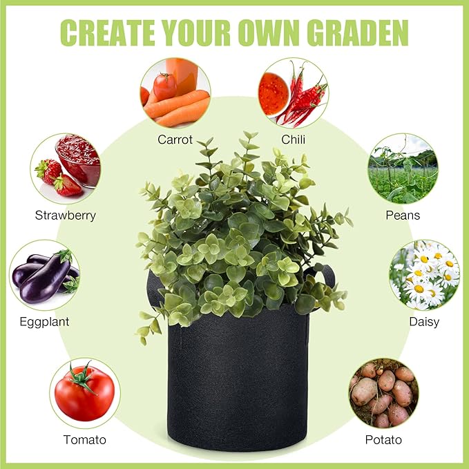 Boao 30 Pack 3 Gallon Grow Bags Aeration Fabric Pots for Plants with Handles Thickened Non Woven Grow Pots Bulk Plant Bags for Garden Vegetable Flower