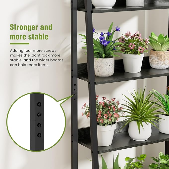 Large Plant Stand Indoor with Grow Lights & Storage Drawer, 63" Extra Wide Wood & Heavy Duty Metal 5 Tiered Plant Shelf, Sturdy Safety for Multiple Plants in Living Room Bedroom Patio Balcony