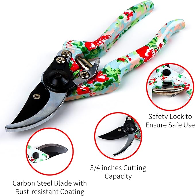 JUMPHIGH Womens Gardening Gifts Set - Floral Gardening Tools with Tote Bag - Gifts for Mom, Girlfriend or Women - Birthday, Christmas (Blue)