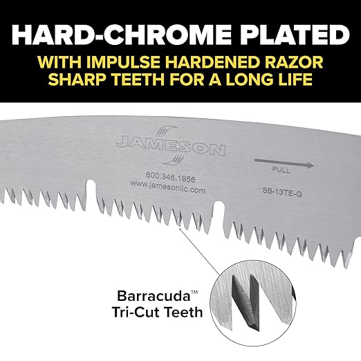 Barracuda™ Tri-Cut Saw Blade with Gullet Edge, 13-Inch | Hard-Chrome Plated, Impulse Hardened Teeth | Fits Jameson and Smith Pole Saws | Durable, Clean Cutting