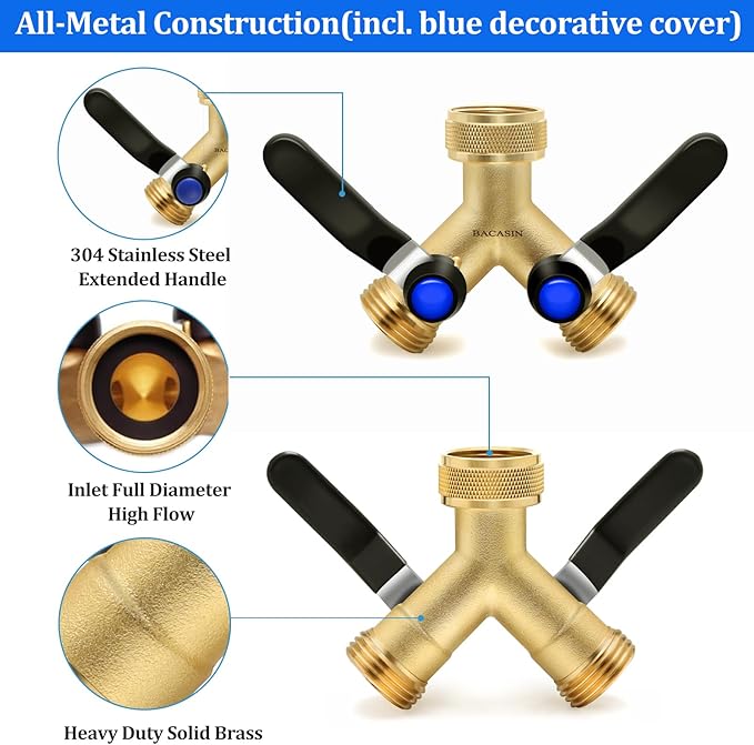 BACASIN 2 Pack Hose Splitter 2 Way Heavy Duty