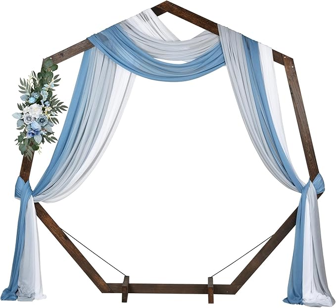 DearHouse Wooden Wedding Arch, 7.2FT Heptagona Wooden Arch for Wedding Wood Arch Wedding Arbor Backdrop Stand for Ceremony Rustic Wedding Birthday Parties Indoor Outdoor Garden Decor, AWERT0-3