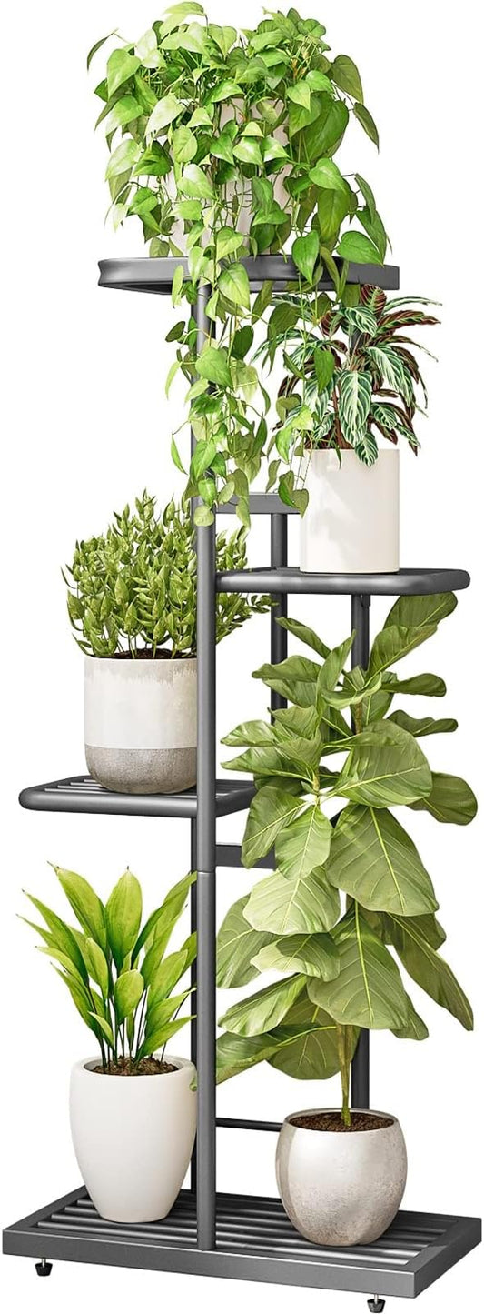 LINZINAR Plant Stand Indoor Outdoor Corner 4 Tier Metal Plant Shelf Patio Plant Rack for Garden Corner Balcony Living Room