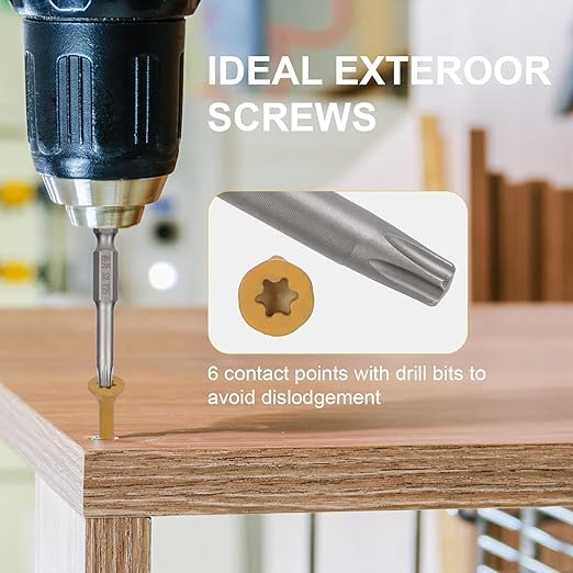Deck Screws #10 x 2-1/2’’, T25 Star Torx Drive Flat Head Wood Screws, Tan, 5lb