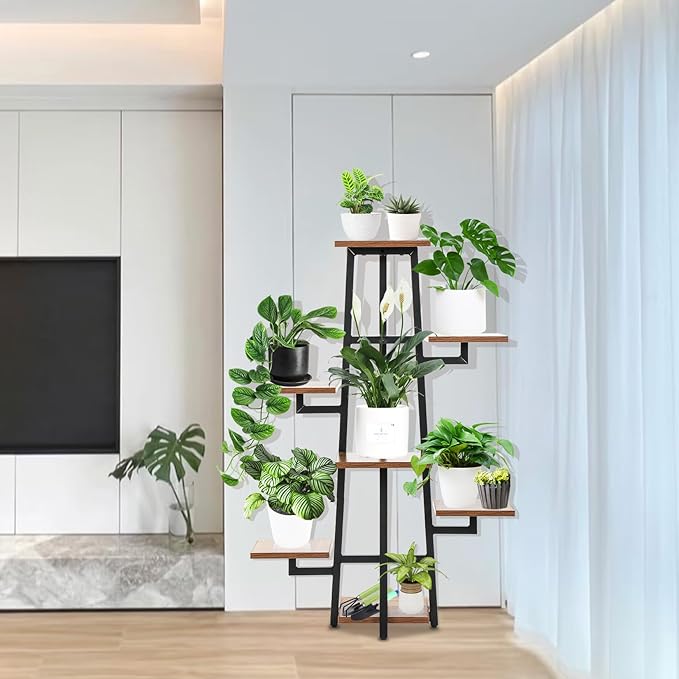 Plant Stand with Grow Light, Plant Shelf with Grow Light, 8-Tiered Metal Plsnt Shelf with Full-Spectrum Grow Lights and 4 Wheels for Multiple Indoor Plants (47.5 Inch High)
