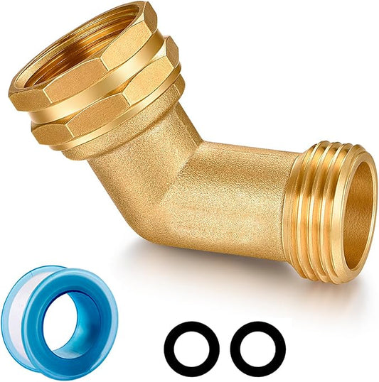 Garden Hose Elbow Connector 45 Degree Hose Extender Solid Brass 3/4" hose adapter (45 degrees elbow (1 PCS))