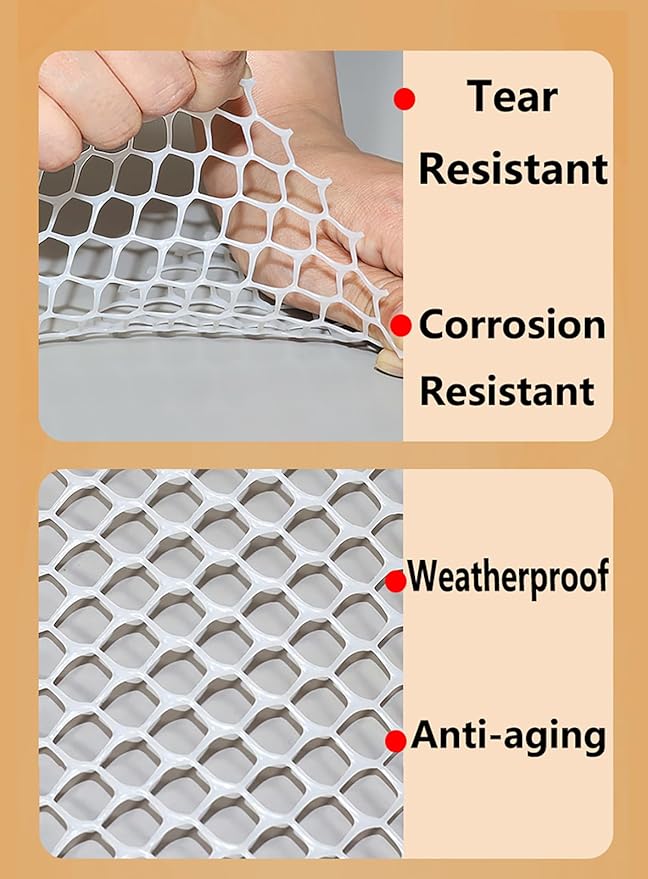 XIFENG Plastic Wire Mesh Fence Roll for Poultry Dogs Rabbit Snake Barrier, Plastic Chicken Fence Wire Fencing Mesh Poultry Netting for Garden Farm(Size:0.47in mesh-65ft L x 3.3ft W Roll,Color:Black)